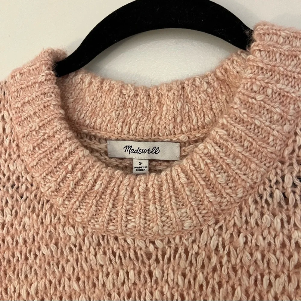 Madewell Baez Pullover Crewneck Sweater Pink Wool Alpaca Blend Size Small - Picture 6 of 10